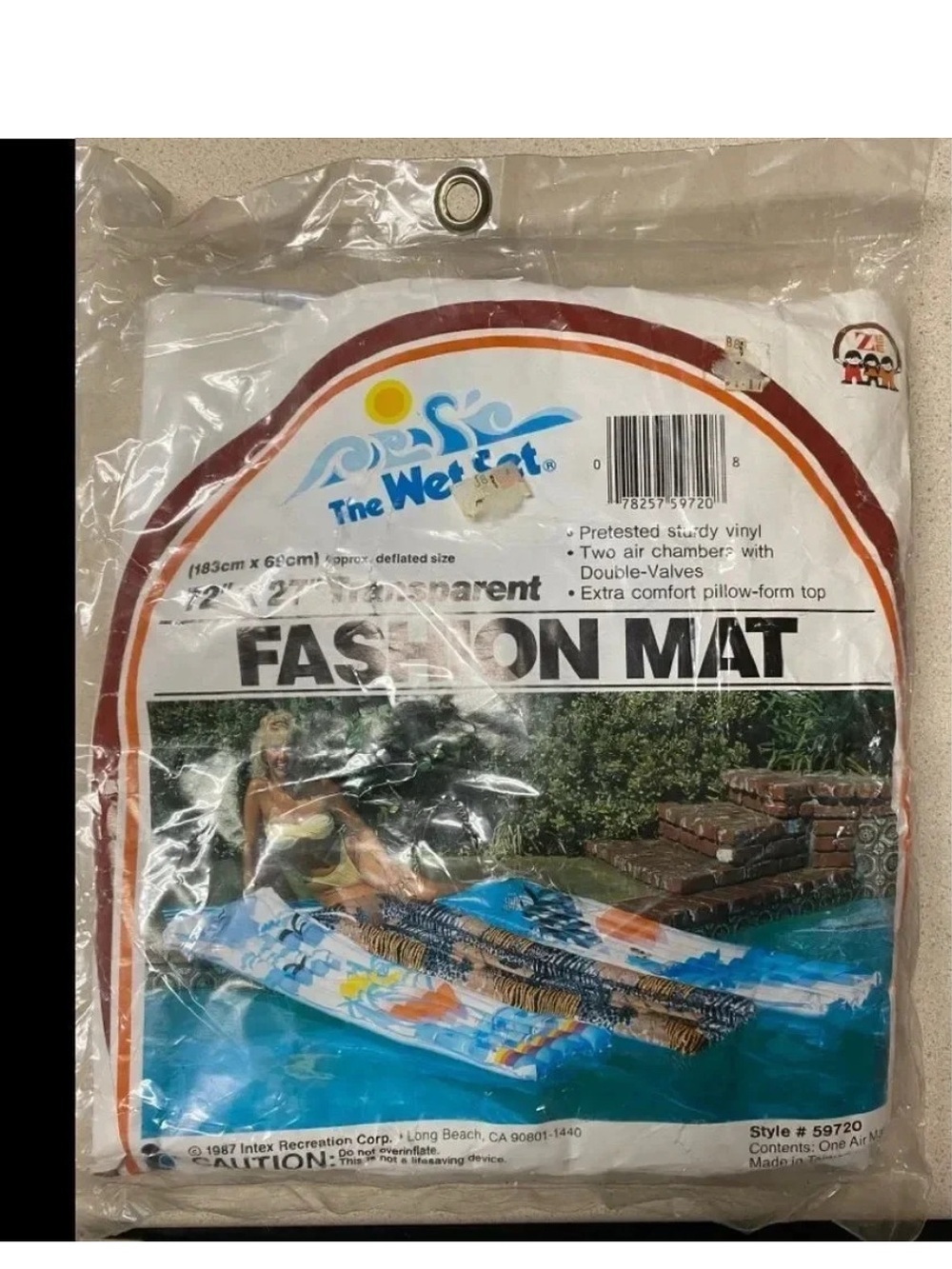 Vintage 1987 NOS Intex Recreation Fashion Mat Wet Set Inflatable Float 72X27